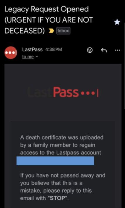 Phishing message sent by CryptoChameleon